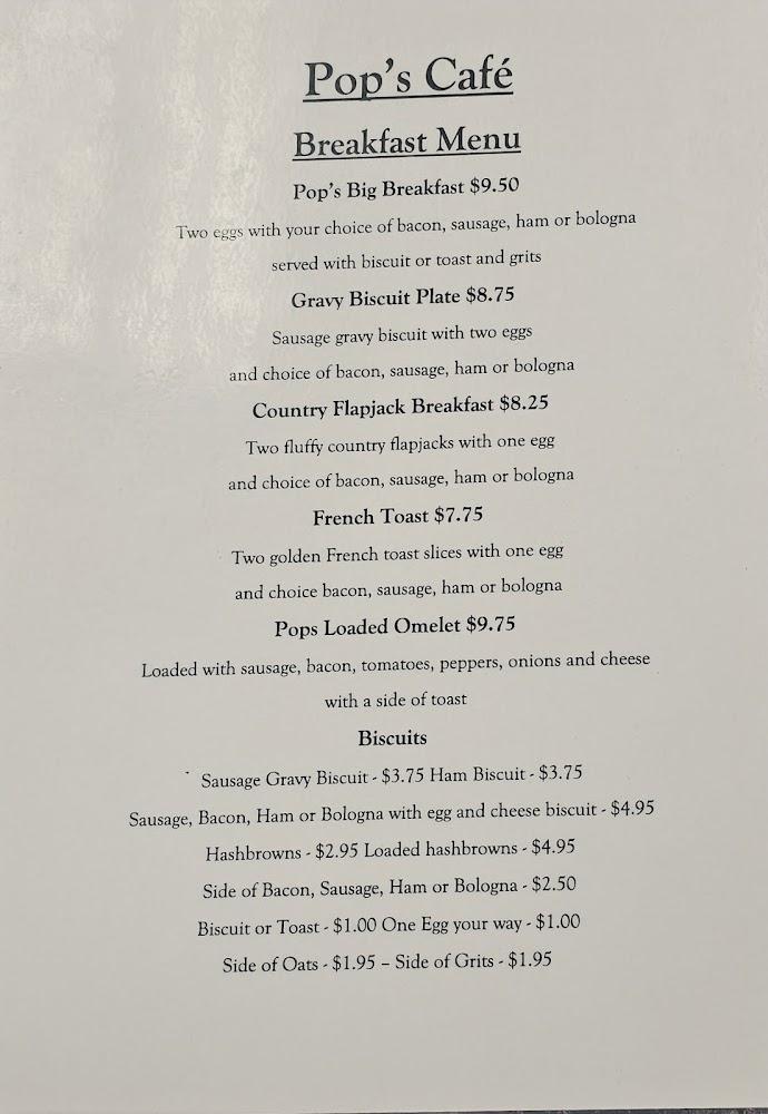 Pop's Cafe Hanceville Menu image 3